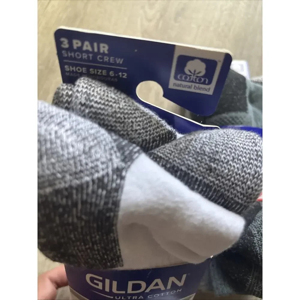 Gildan Men's Stretch 3PK Cotton short Crew arch Socks Shoe Size 6-12 Lot X3 Warm